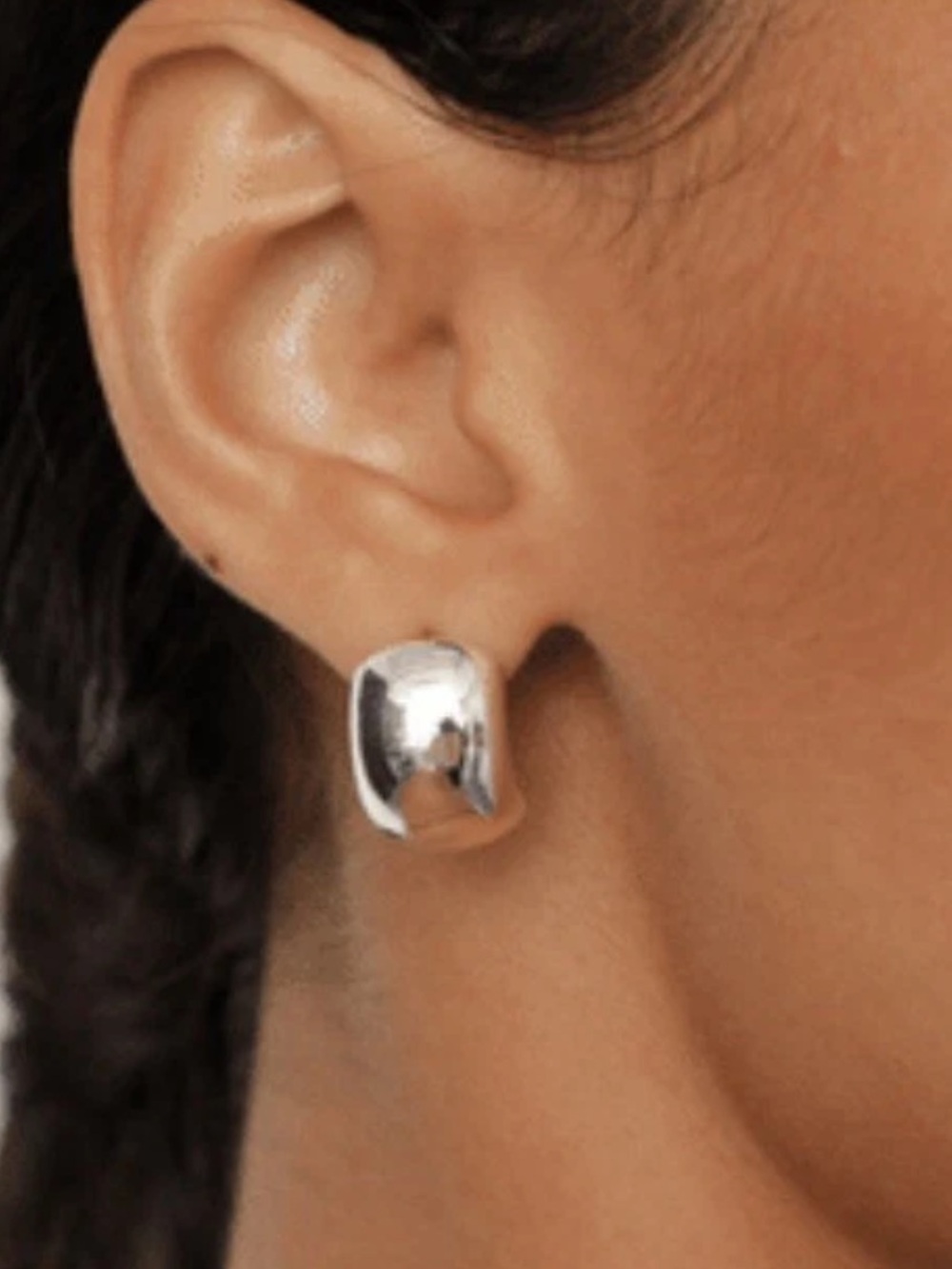 Silver Dome Hoop Earrings - Women Jewelry